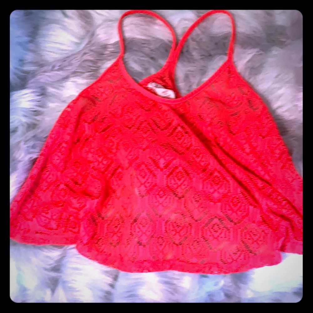 Boho crochet midriff Razorback crop top